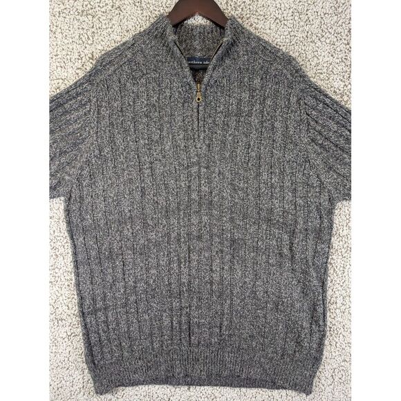 Other - Northern Isles Cable Knit 1/4 Zip Sweater Men L Salt and Pepper Gray Heavyweight